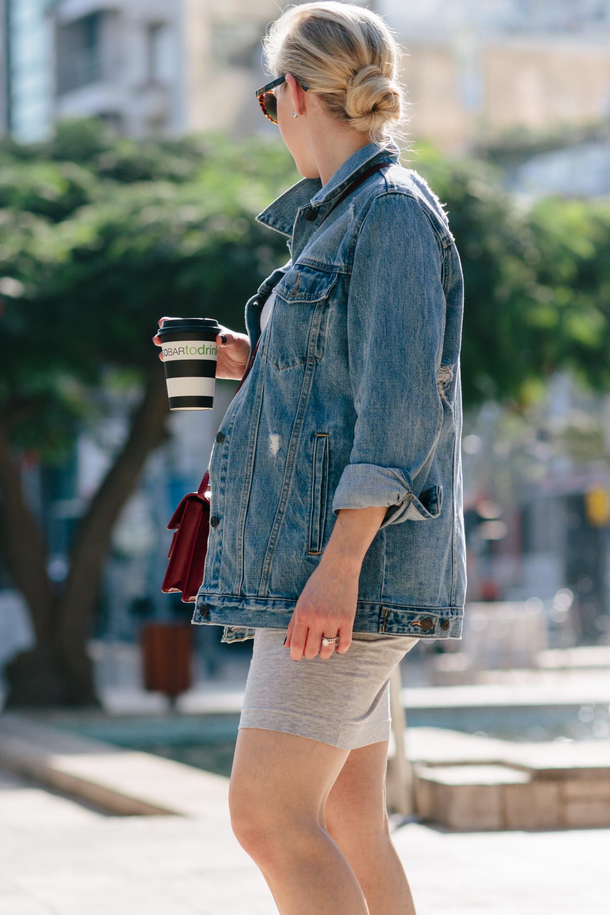 Oversized denim jacket store dress