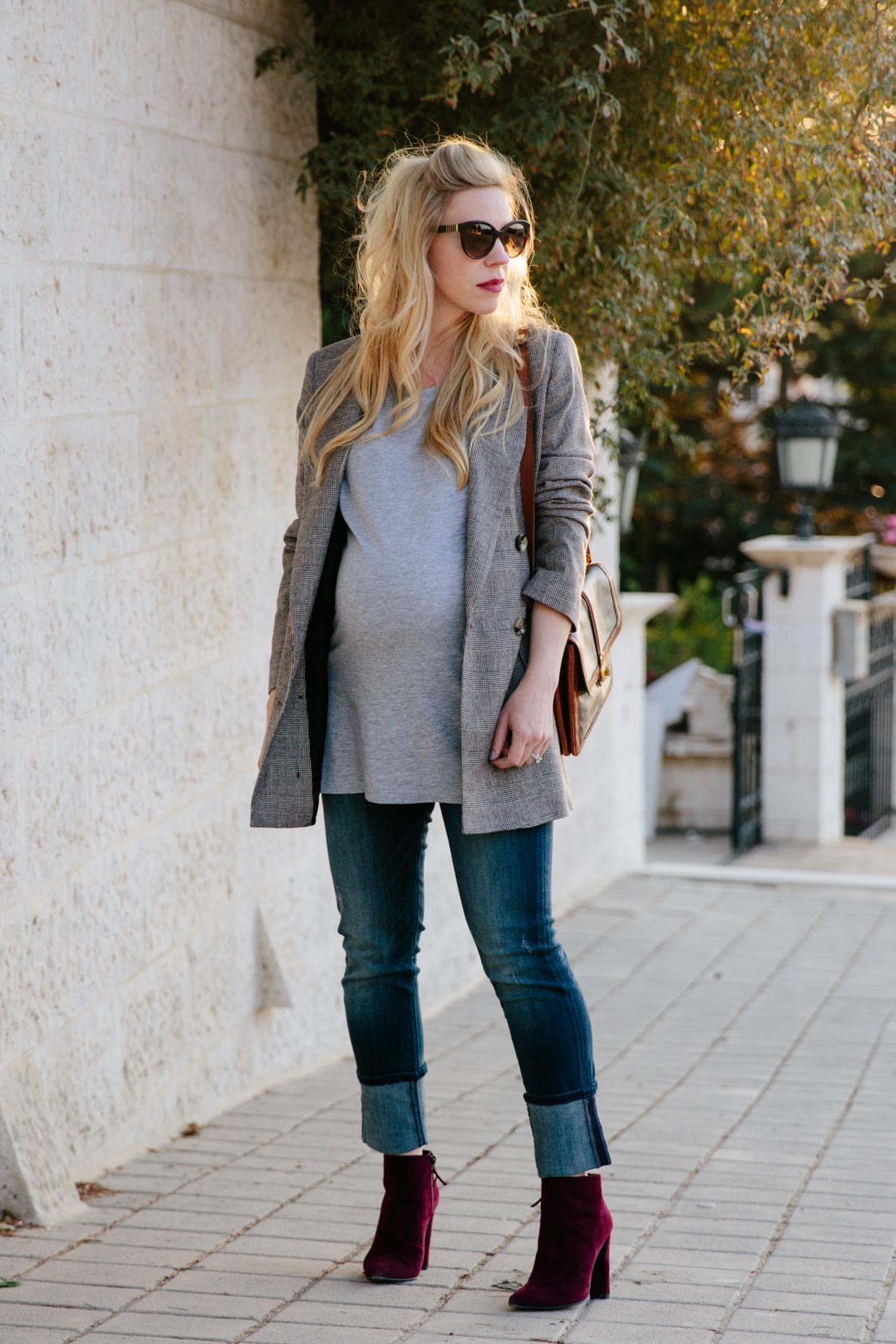 Belted Plaid Blazer & Louis Vuitton Scarf - Meagan's Moda