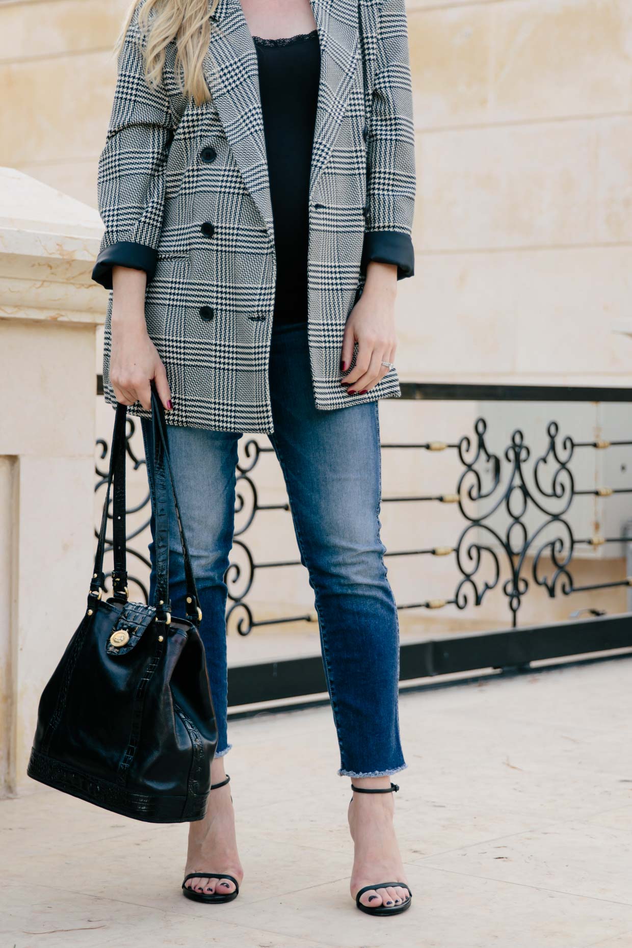 Oversized Plaid Blazer & Straight Leg Jeans - Meagan's Moda