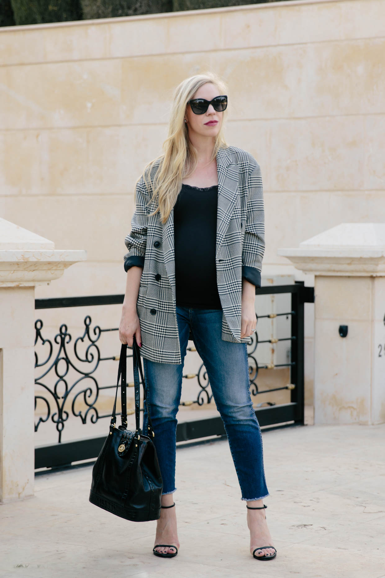 Oversized Plaid Blazer & Straight Leg Jeans - Meagan's Moda