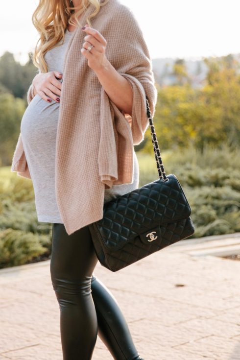 The Coziest Cashmere Wrap and Faux Leather Maternity Leggings - Meagan ...