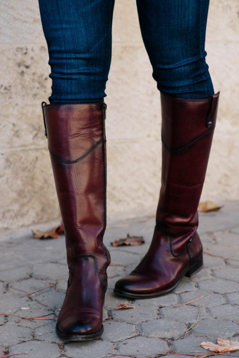 Classic Plaid: Menswear Blazer, Camel Scarf & Riding Boots - Meagan's Moda