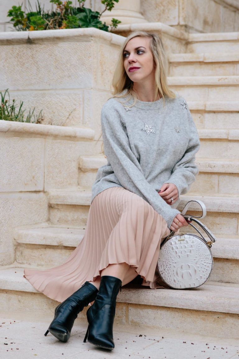 Cozy And Festive Look For New Years Embellished Star Sweater And