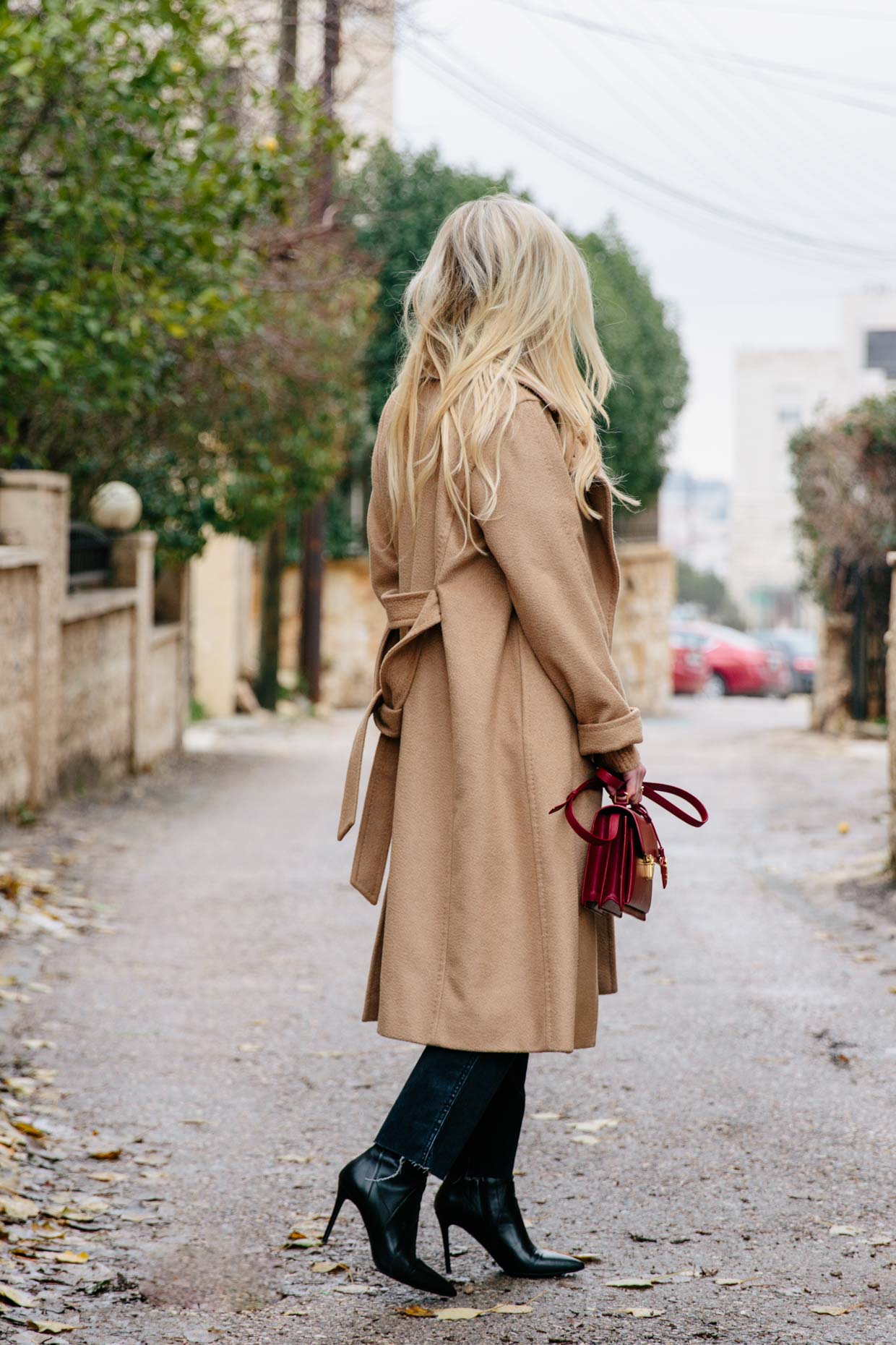 fashion-blogger-wearing-max-mara-manuela-camel-coat-louis-vuitton-monogram-scarf-and-cropped-jeans-stuart-weitzman-hitimes-bordeaux-suede-boots  - Meagan's Moda