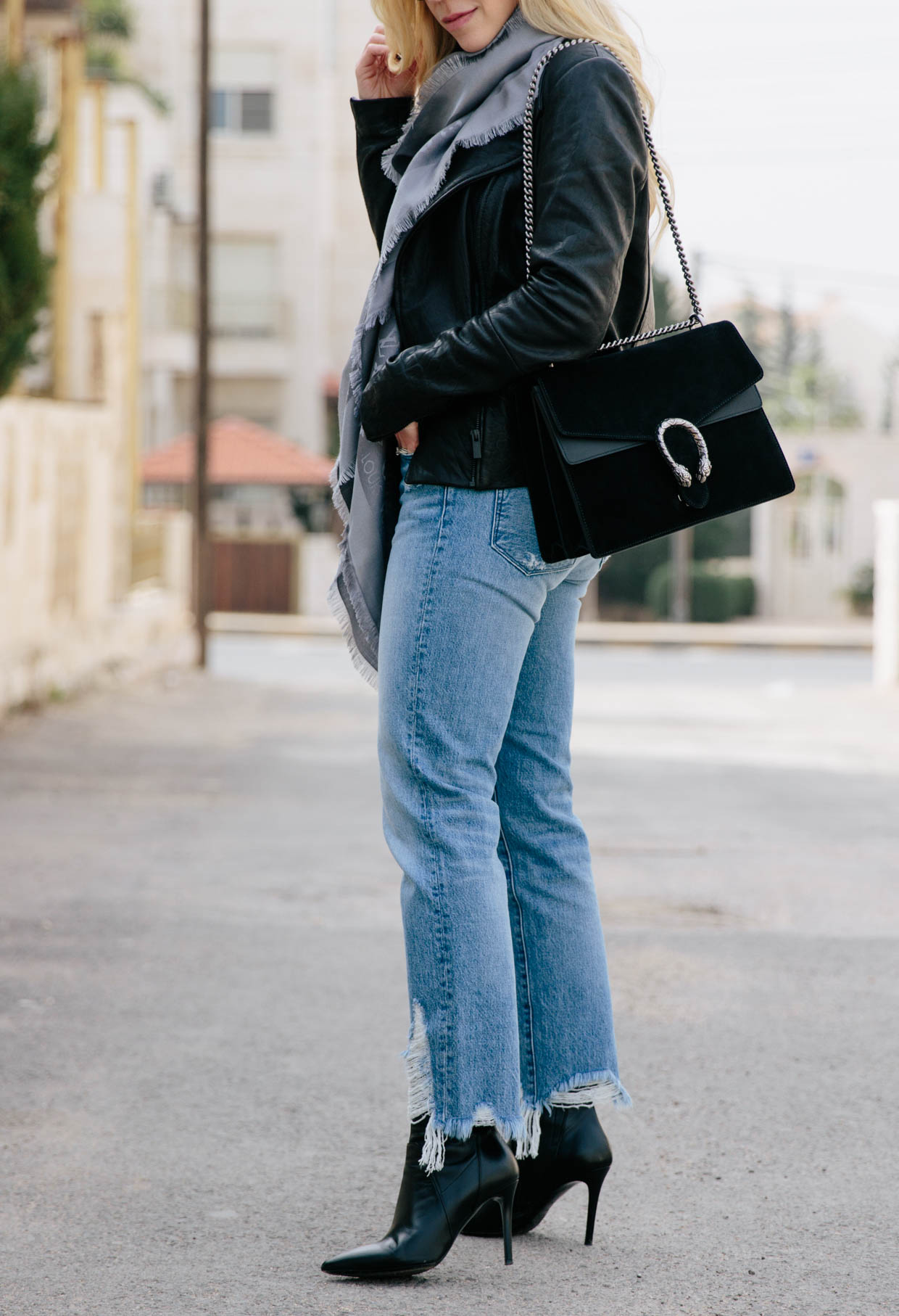 All-Season Layered Look with a Leather Jacket & Straight Leg Jeans -  Meagan's Moda