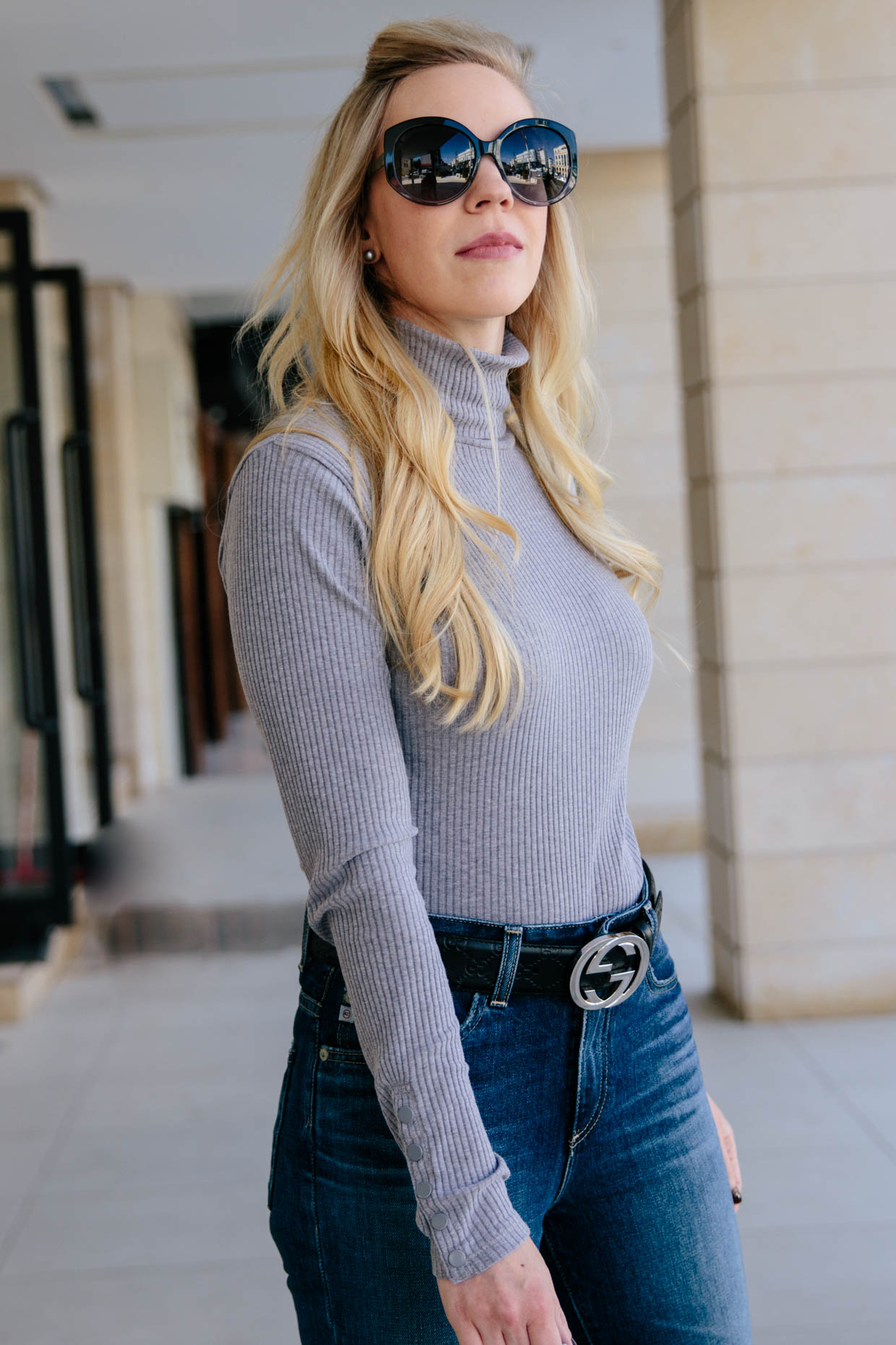 Turtleneck with shop high waisted jeans