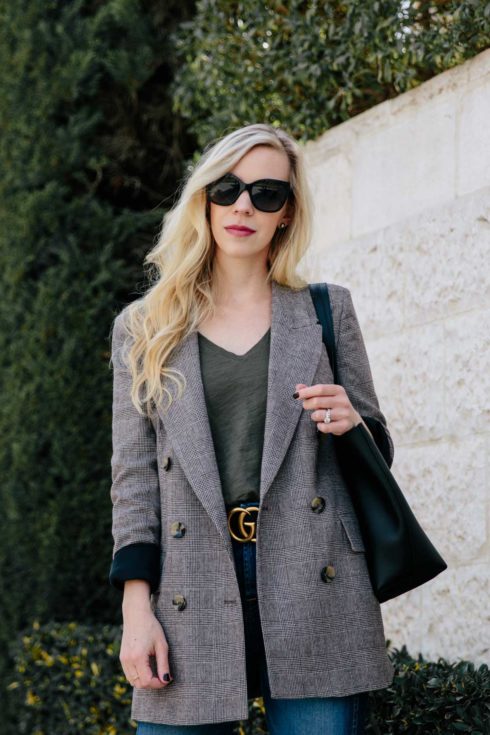 Plaid Blazer & Olive Accents - Meagan's Moda