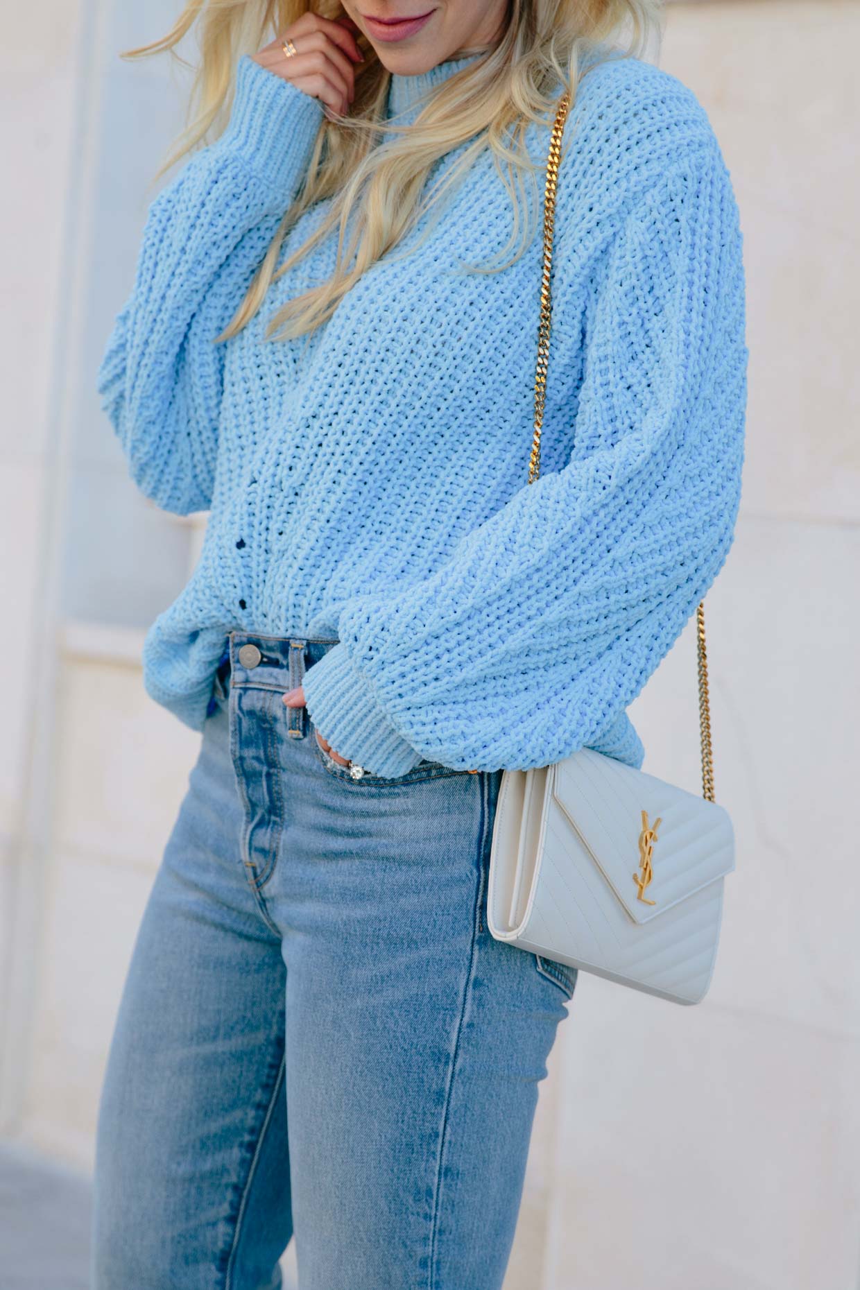 Styling a Baby Blue Sweater for Spring - Meagan's Moda