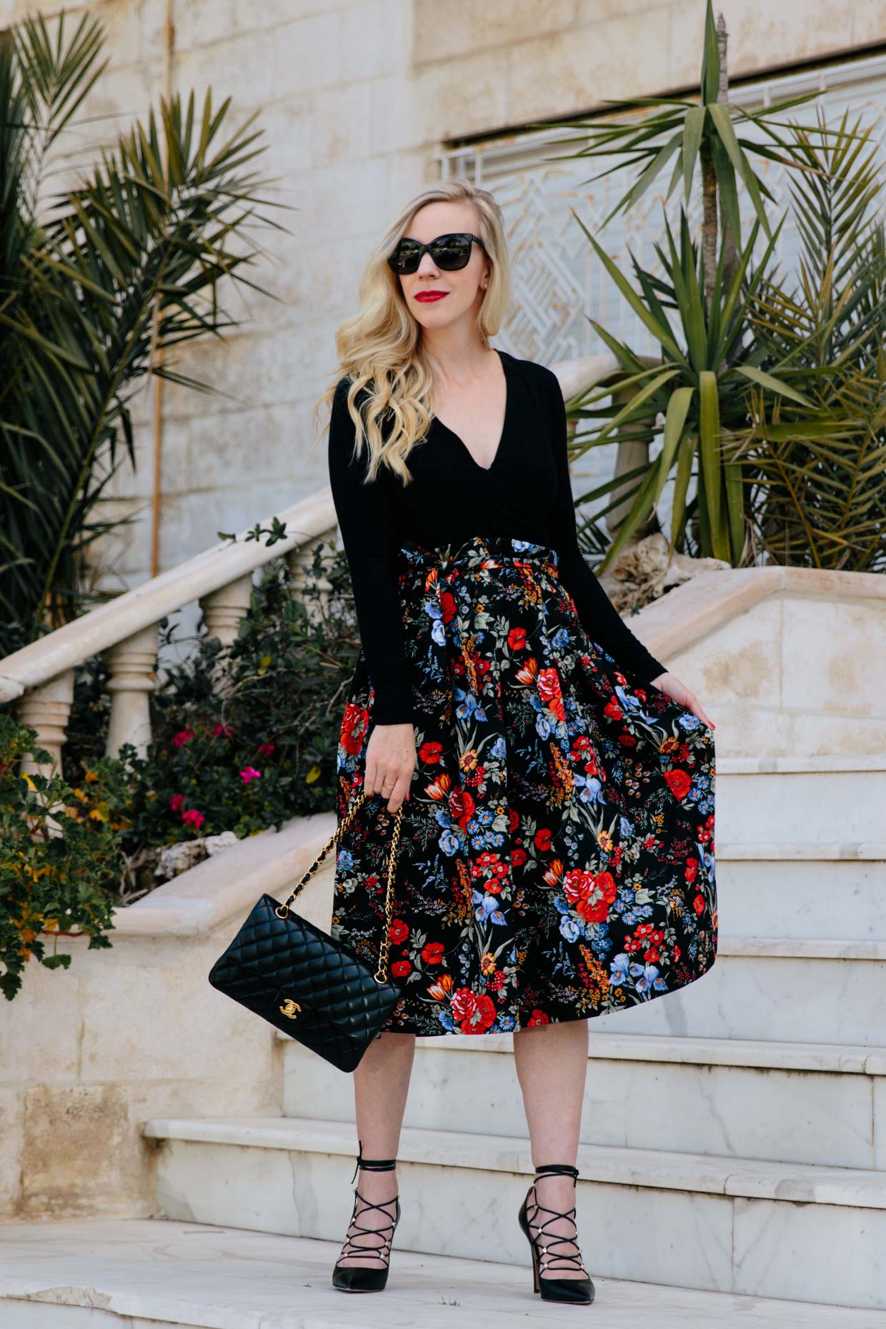 floral skirt outfit