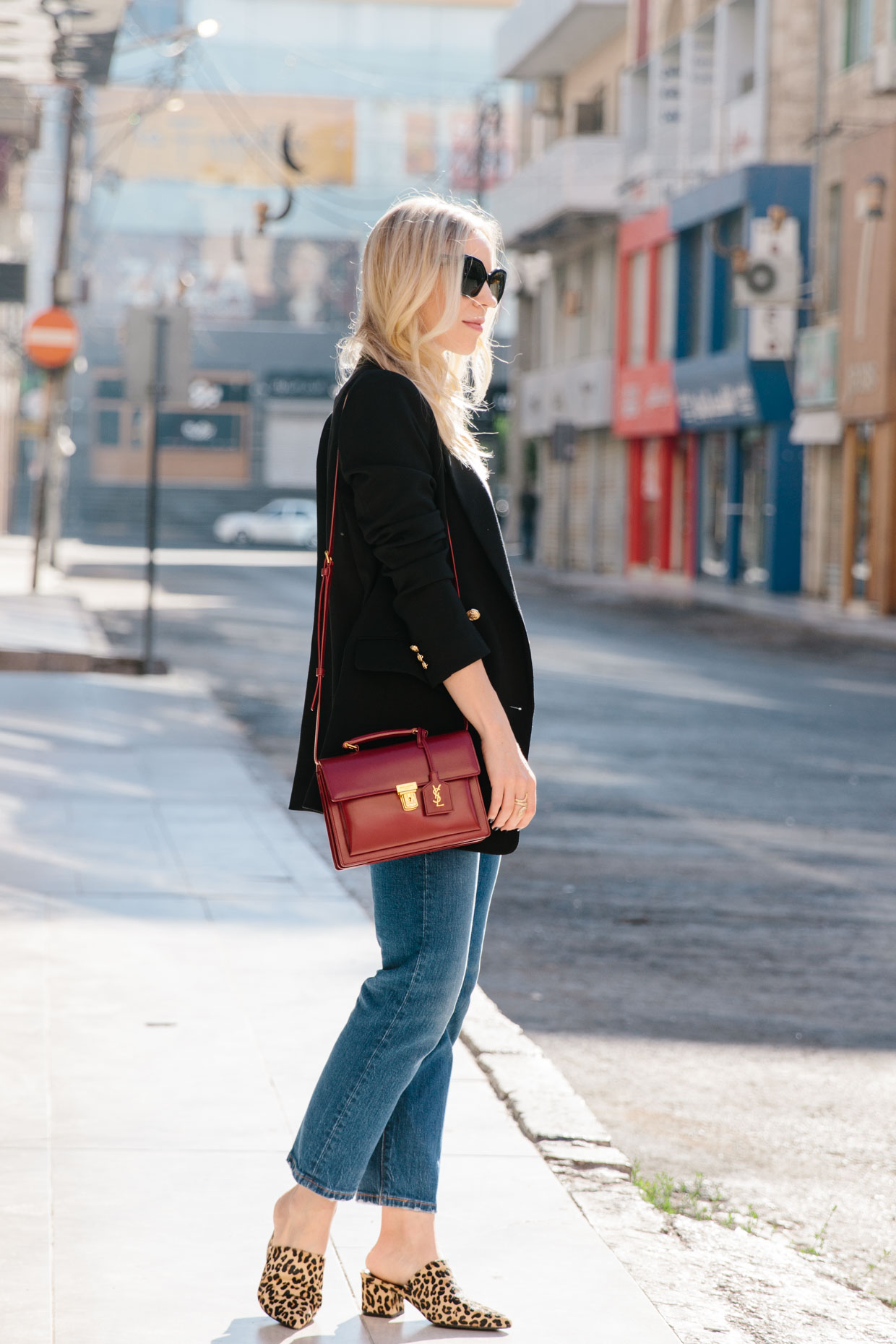 Saint Laurent black shopping tote outfit idea - Meagan's Moda
