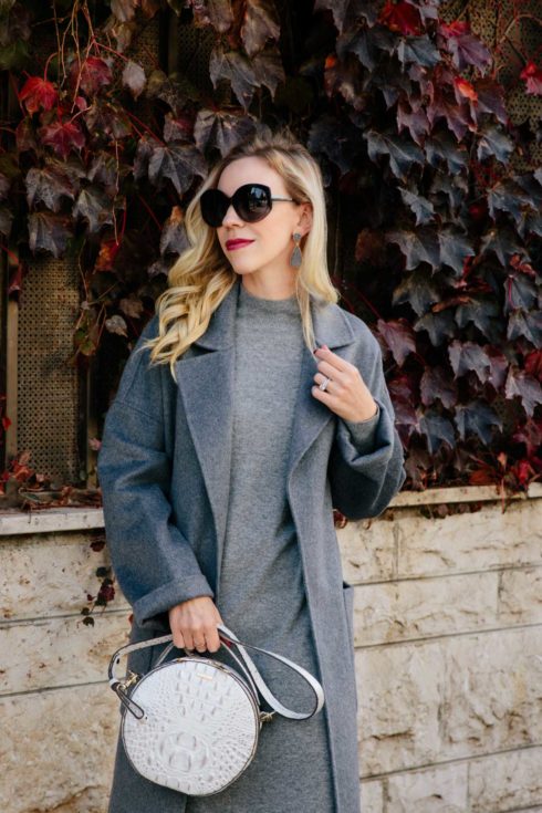 Monochromatic Gray: Wrap Coat, Sweater Dress & Over the Knee Boots ...