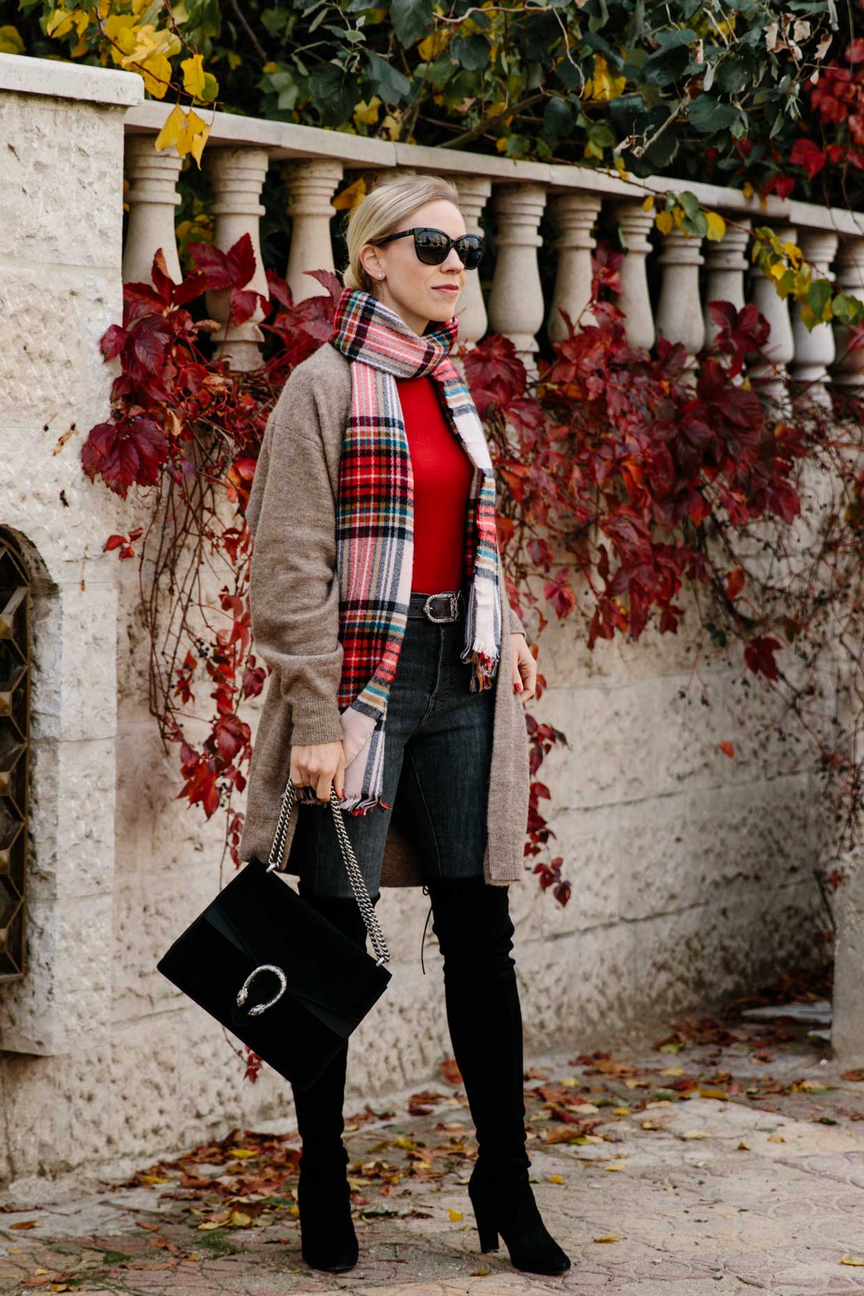 Meagan Brandon fashion blogger of Meagan's Moda styles a gray