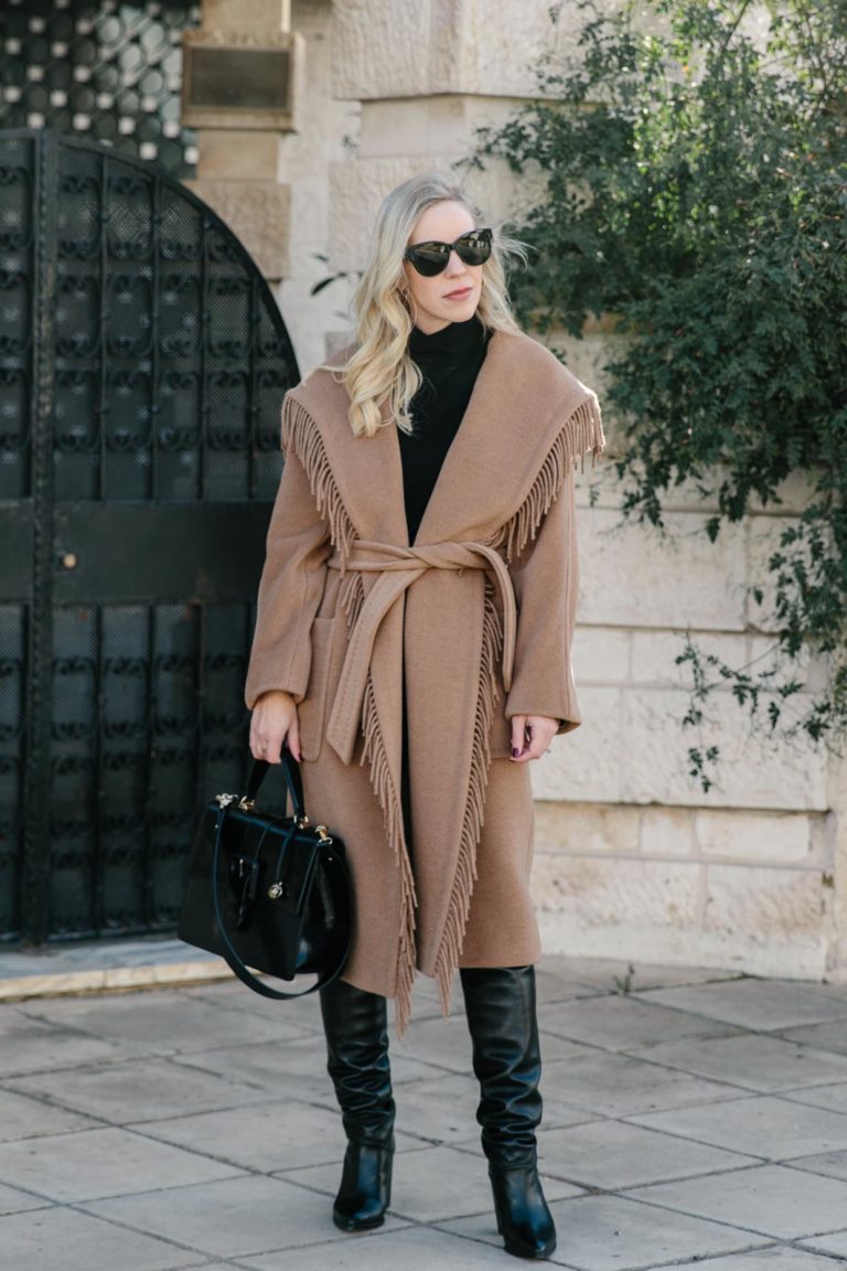 Camel Fringe Blanket Coat - Meagan's Moda