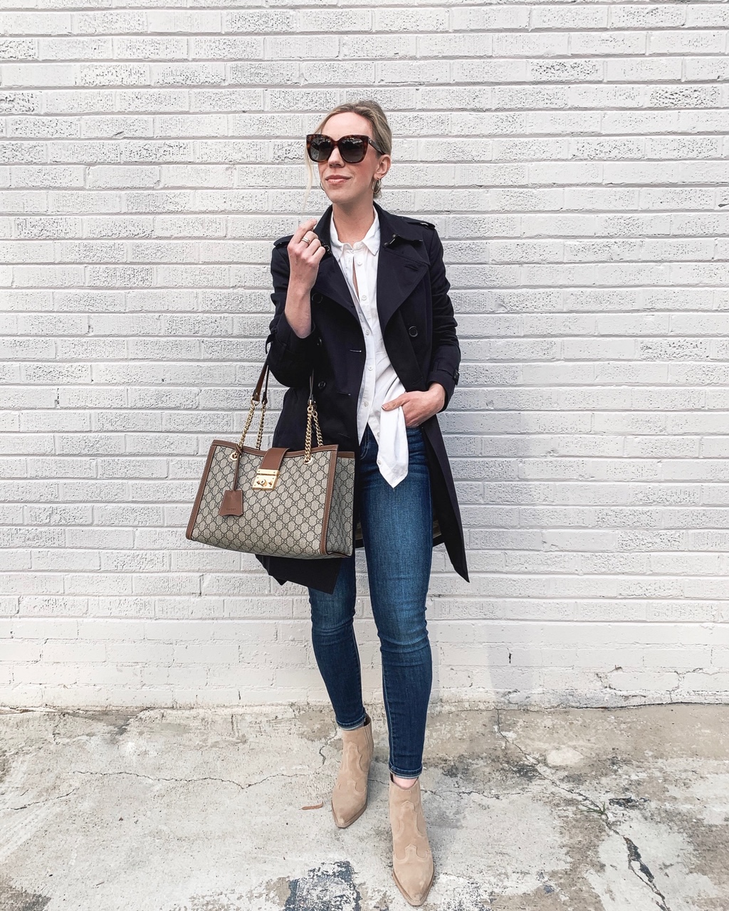Meagan Brandon fashion blogger of Meagan's Moda wears Louis Vuitton black  shine shawl with black leather jacket and gray jeans, how to style a Louis  Vuitton shawl scarf - Meagan's Moda