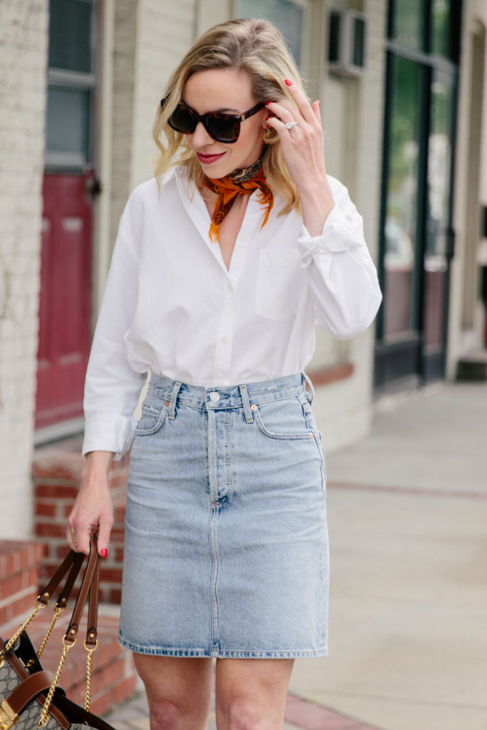 A Denim Skirt Outfit for Date Night - Meagan's Moda