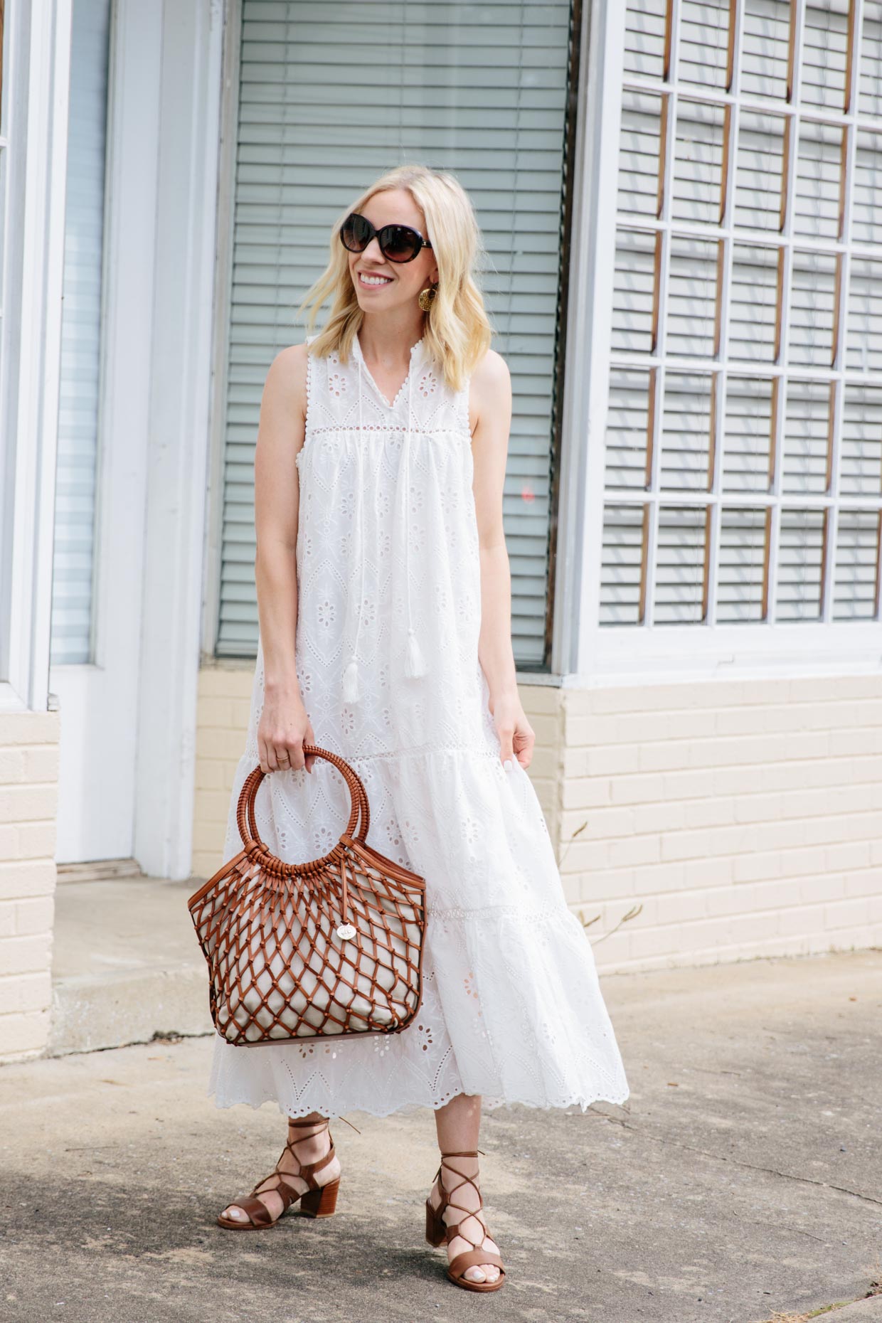 Meagan Brandon fashion blogger of Meagan's Moda wears lace midi