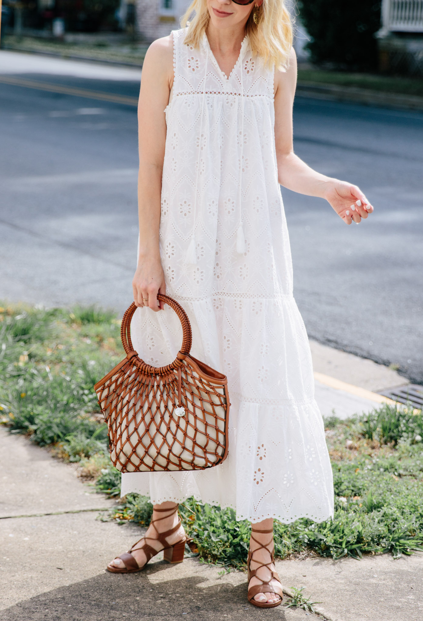 Tiered Eyelet Maxi Beach Dress