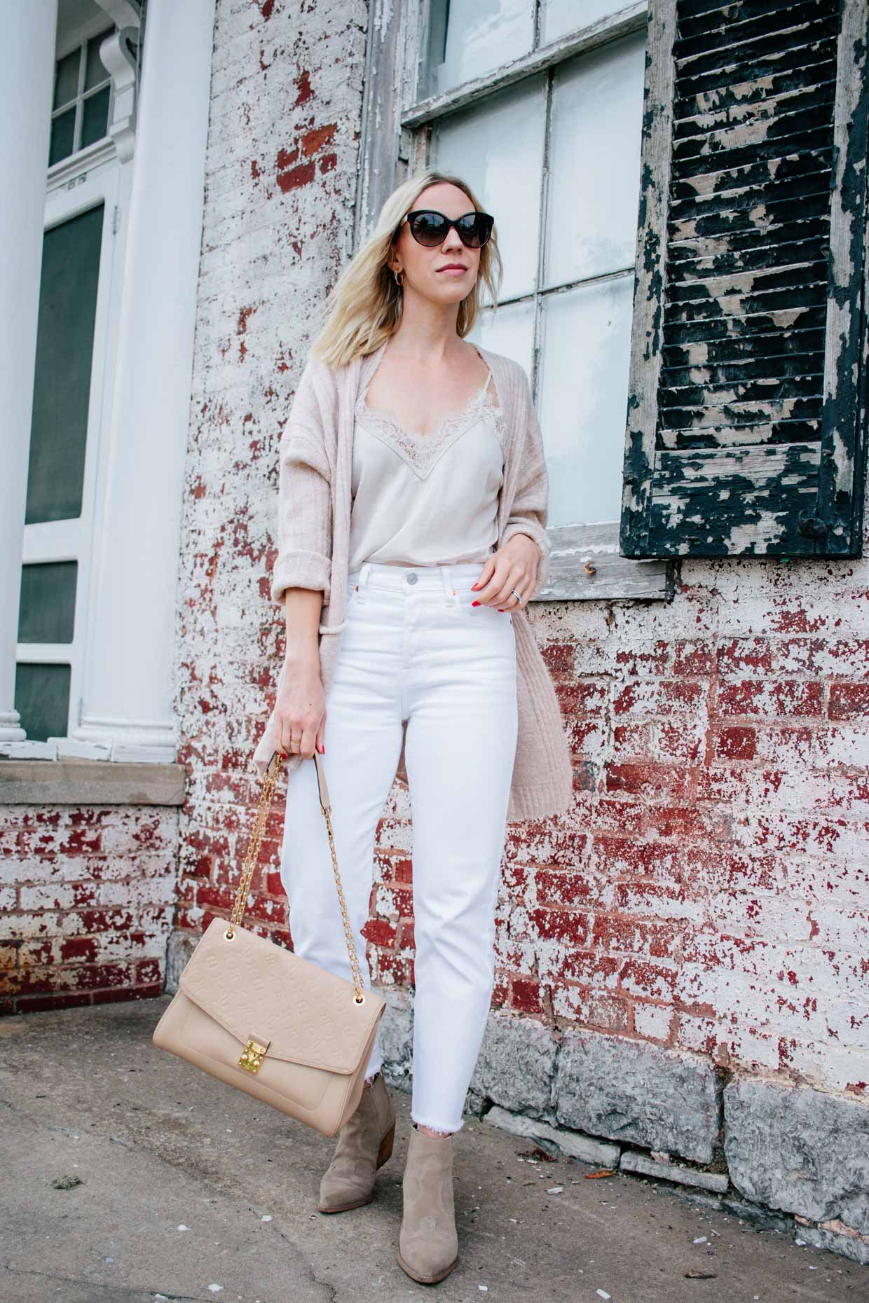 Nordstrom Anniversary Sale Styled Outfit: Beige Cardigan with Lace