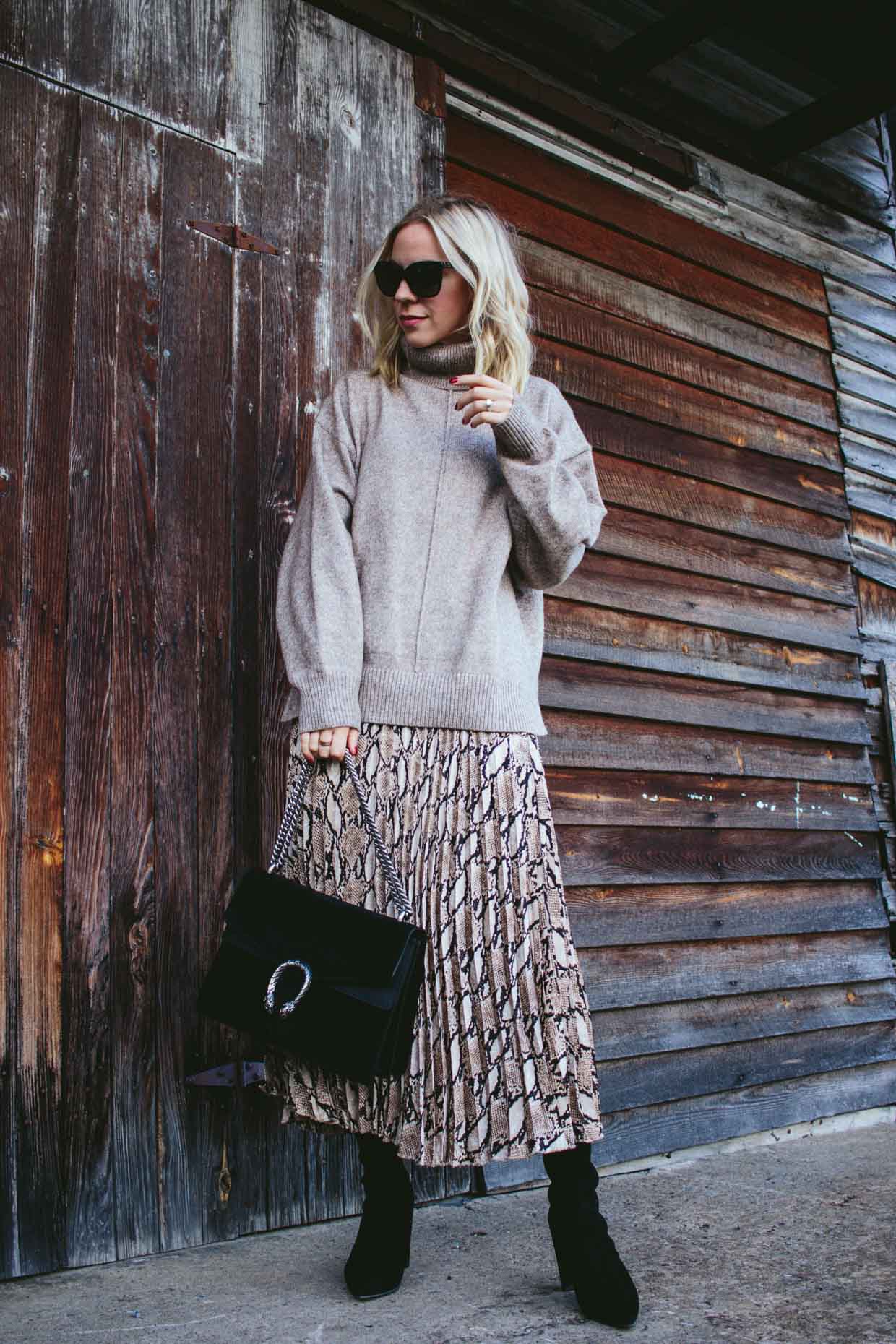 oversized sweater and skirt