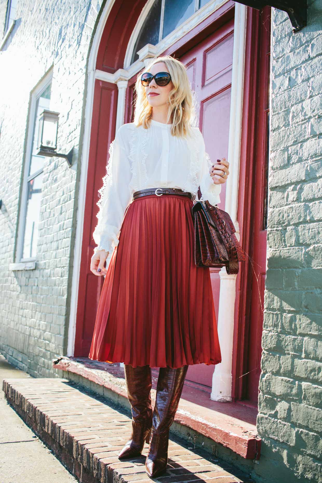Neutral Fall Layering: Sweater Coat with Denim Skirt and Western Boots -  Meagan's Moda