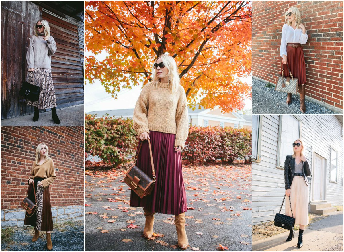 5 Fall Outfit Ideas with a Pleated Skirt - Meagan's Moda