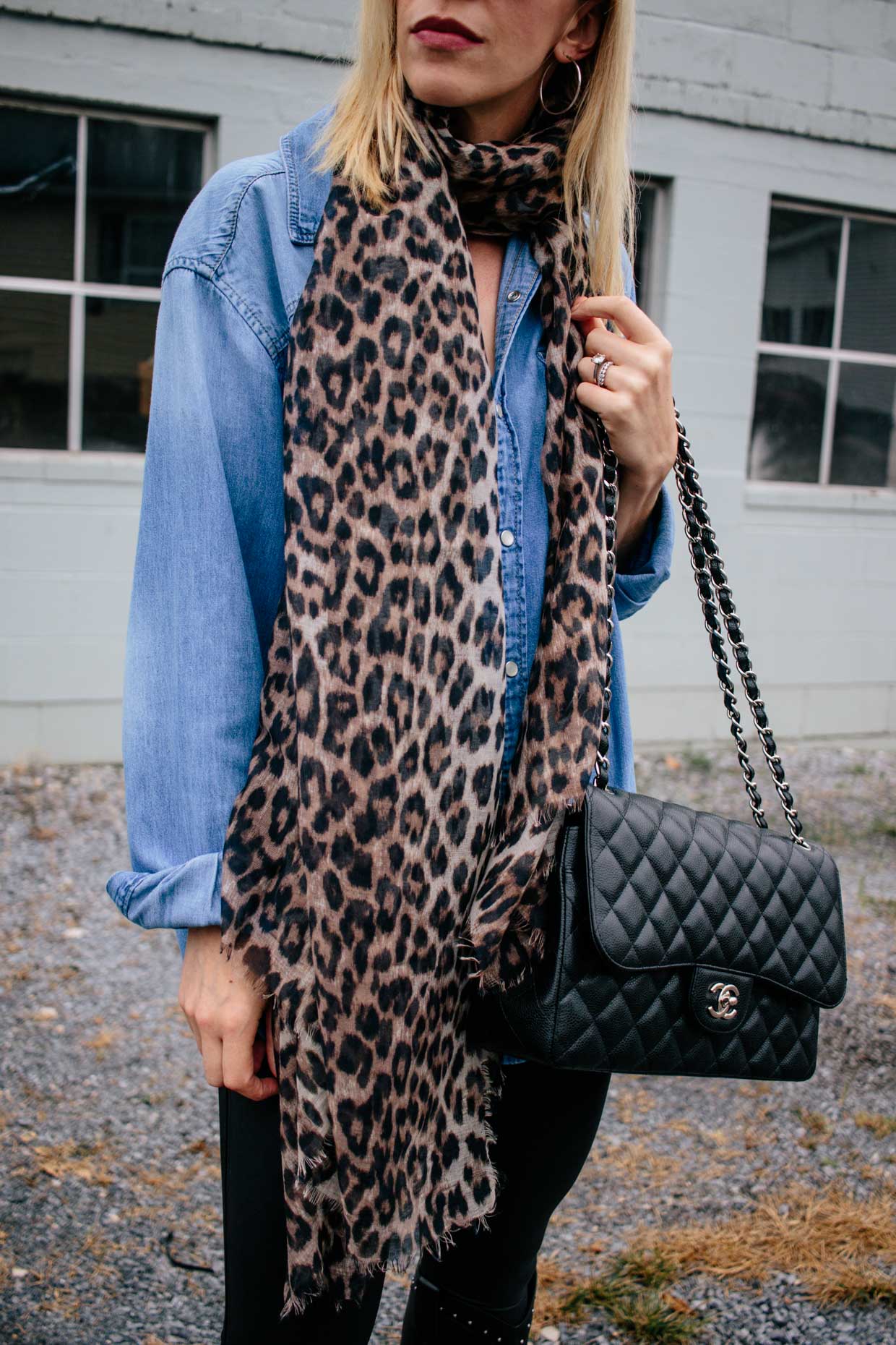 Different ways of wearing a Louis Vuitton Leopard Stole