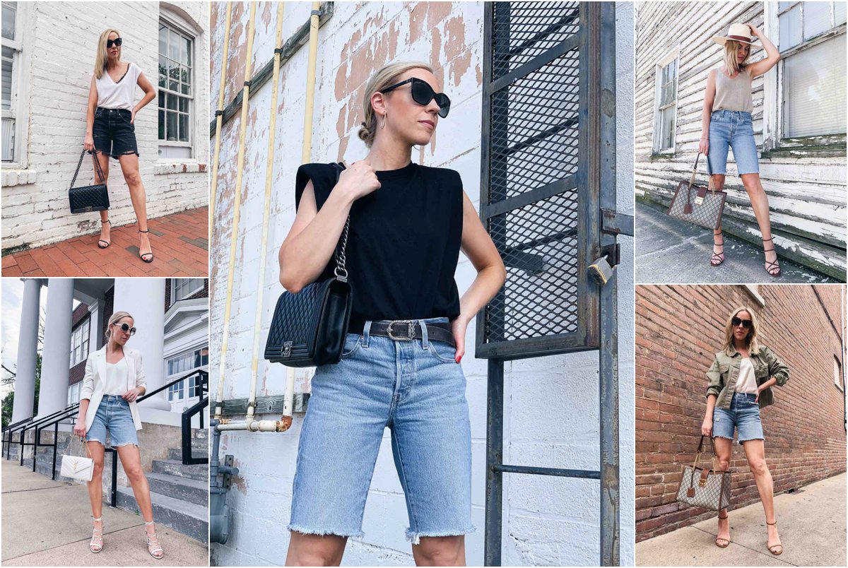 meesteres haalbaar Ooit The Most Flattering Way to Wear Denim Bermuda Shorts & Outfit Ideas -  Meagan's Moda