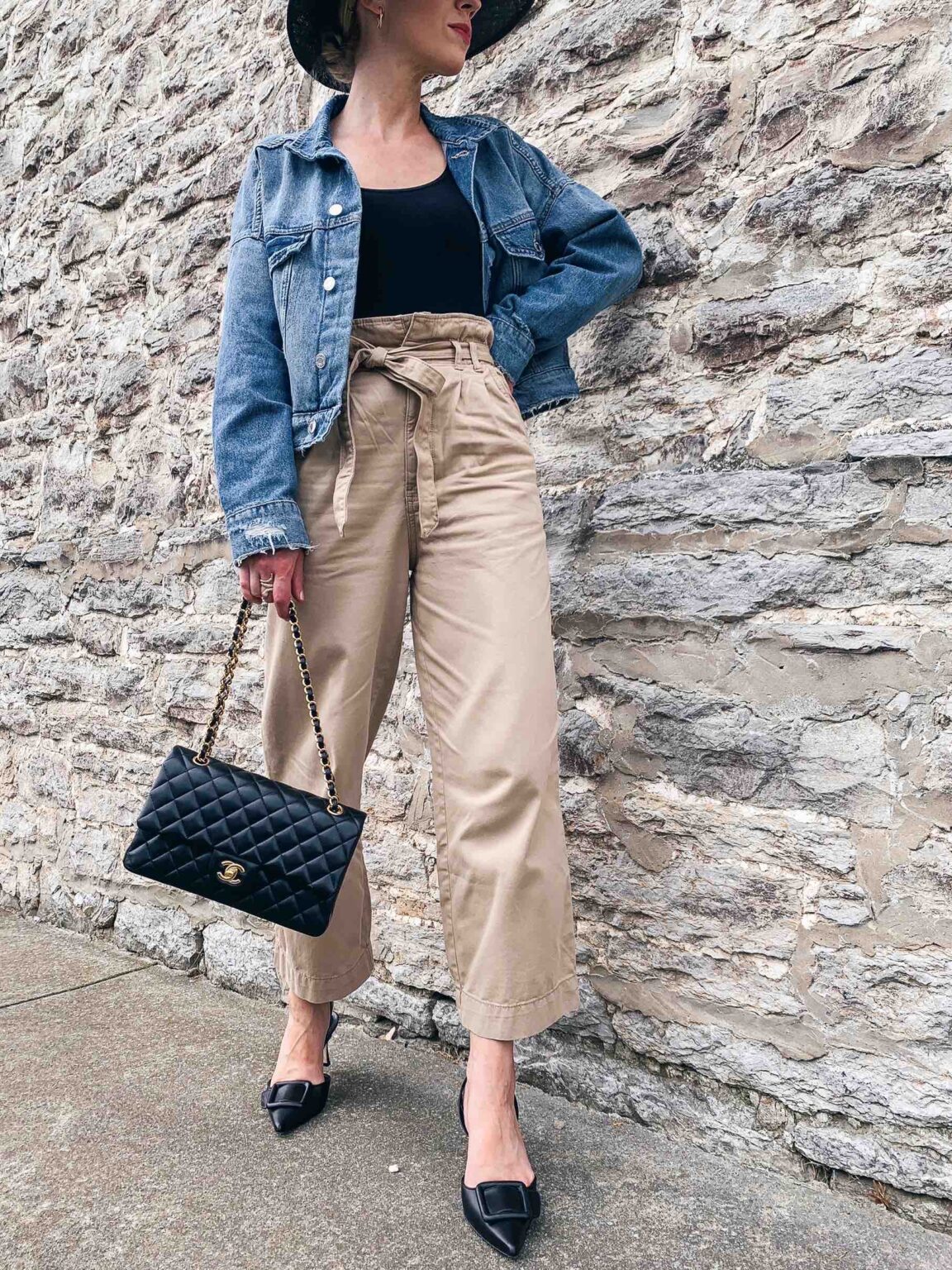 Cropped: Boxy Denim Jacket with Paperbag Pants - Meagan's Moda