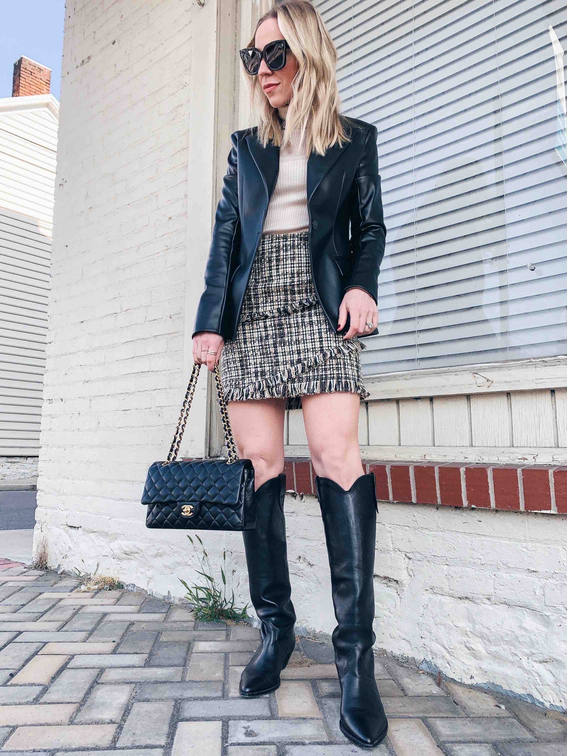 Meagan Brandon fashion blogger of Meagan's Moda wears layered fall