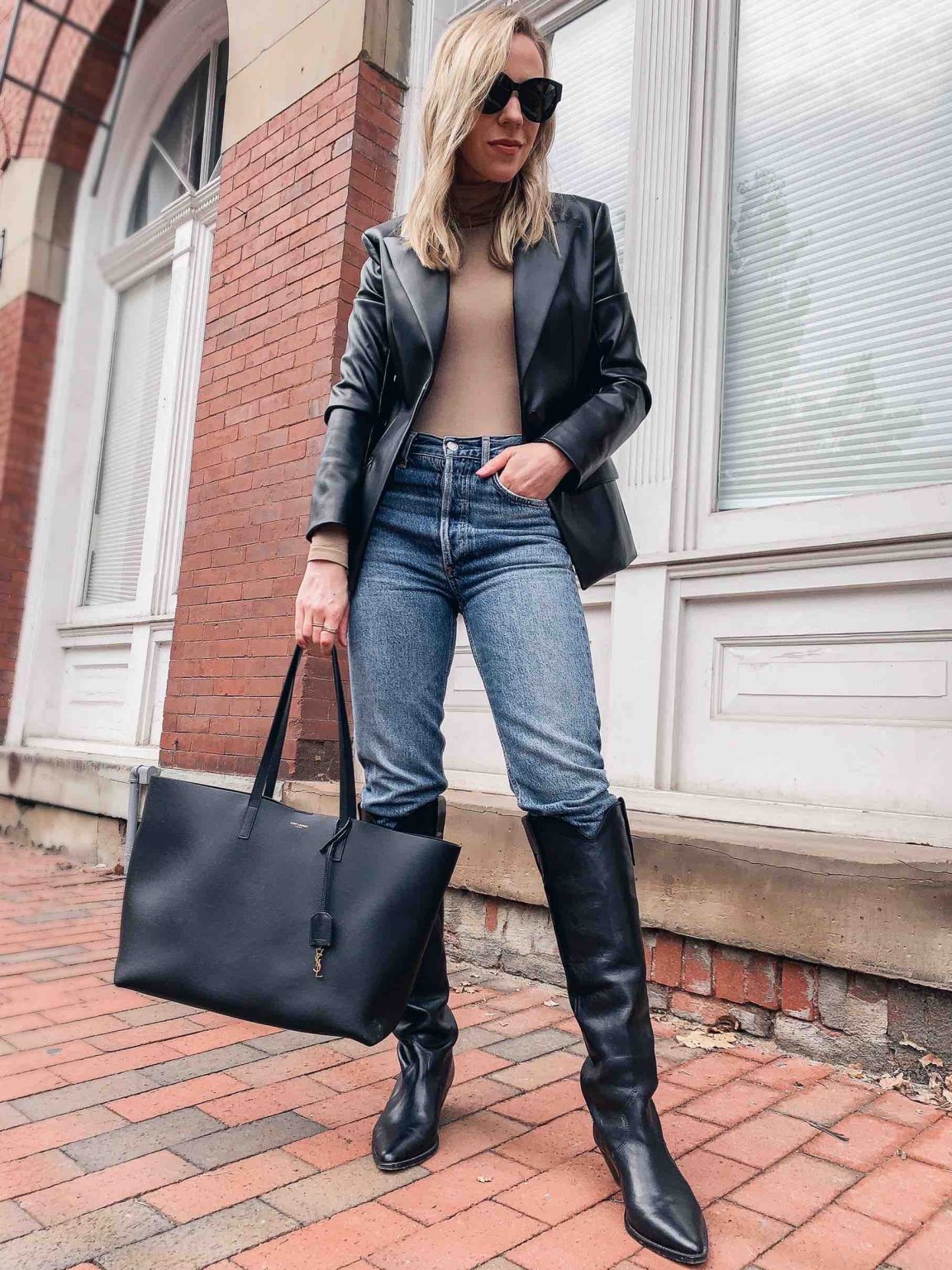 5 Ways to Wear a Faux Leather Blazer this Fall - Meagan's Moda