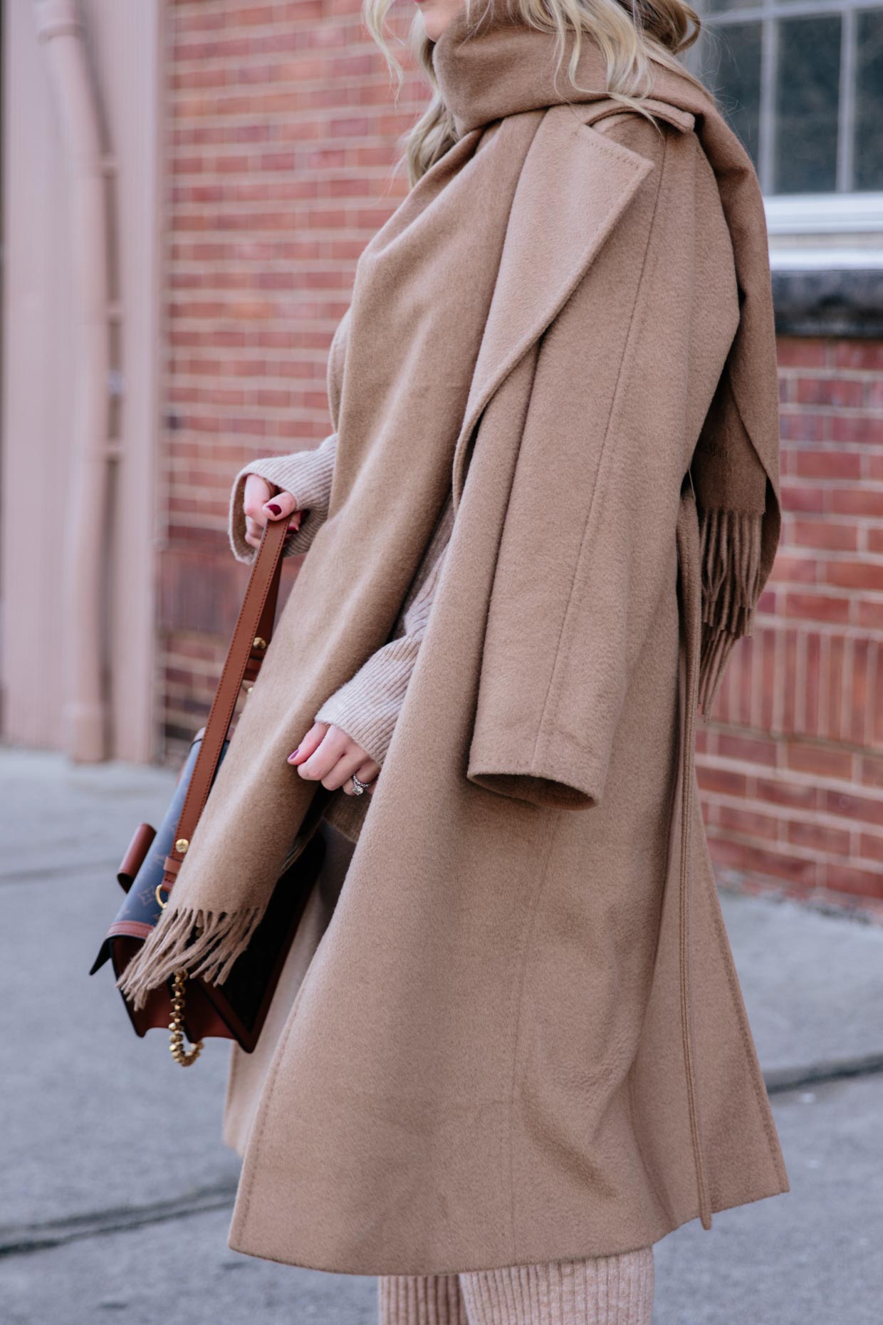 Meagan Brandon fashion blogger of Meagan's Moda wears Max Mara camel coat  with Louis Vuitton Dauphine MM bag - Meagan's Moda