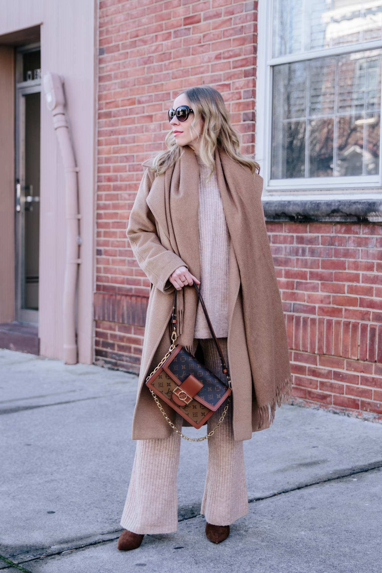 fashion-blogger-wearing-max-mara-manuela-camel-coat-louis-vuitton-monogram-scarf-and-cropped-jeans-stuart-weitzman-hitimes-bordeaux-suede-boots  - Meagan's Moda