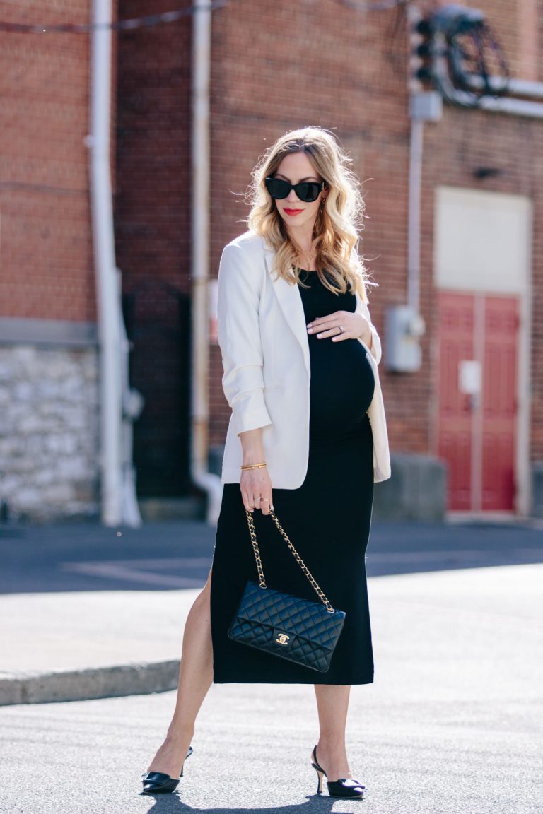 The Most Flattering Black Maternity Dress & How to Wear it Day to Night ...