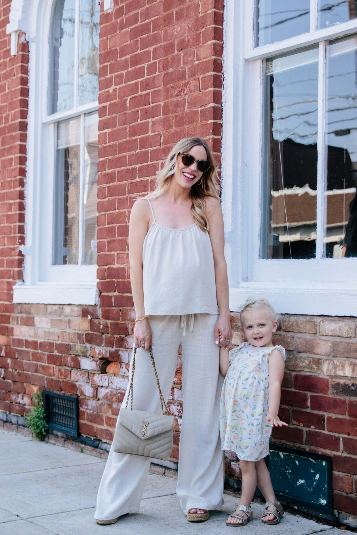 Meagan Brandon of Meagan's Moda wears linen monochrome outfit with
