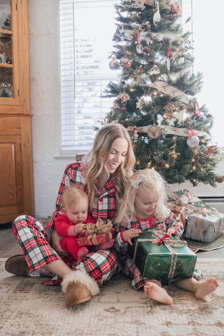 Meagan Brandon of Meagan's Moda wears matching plaid Christmas pajamas ...