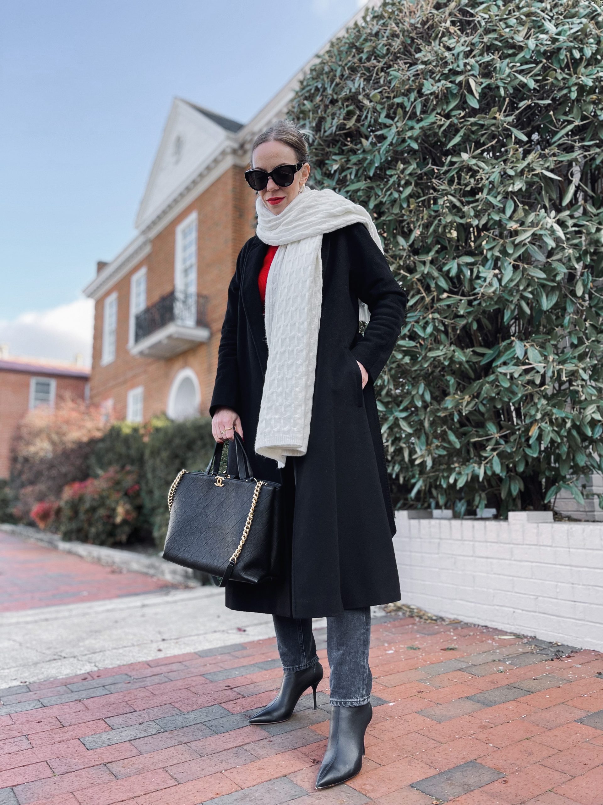 fashion-blogger-wearing-camel-coat-and-brown-louis-vuitton-shine-shawl-monogram-scarf  - Meagan's Moda