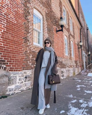 The Coziest Cashmere Wrap and Faux Leather Maternity Leggings